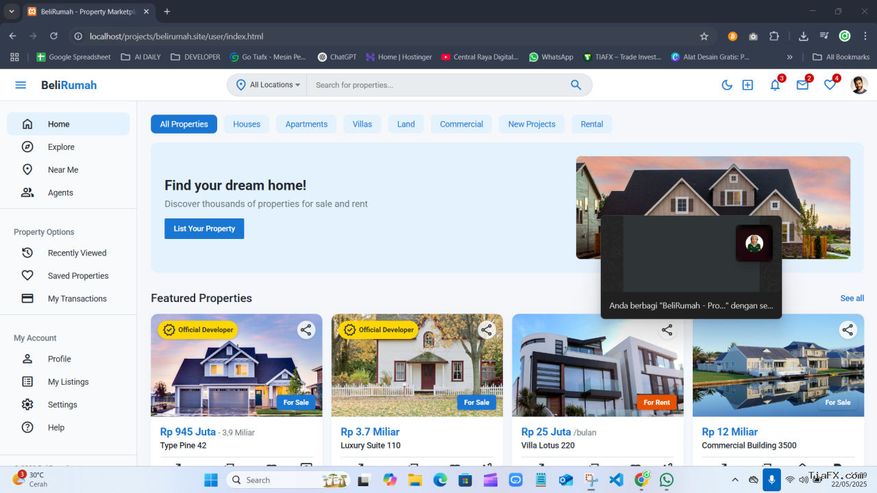 Platform jual beli rumah design mewah menggunakan PHP